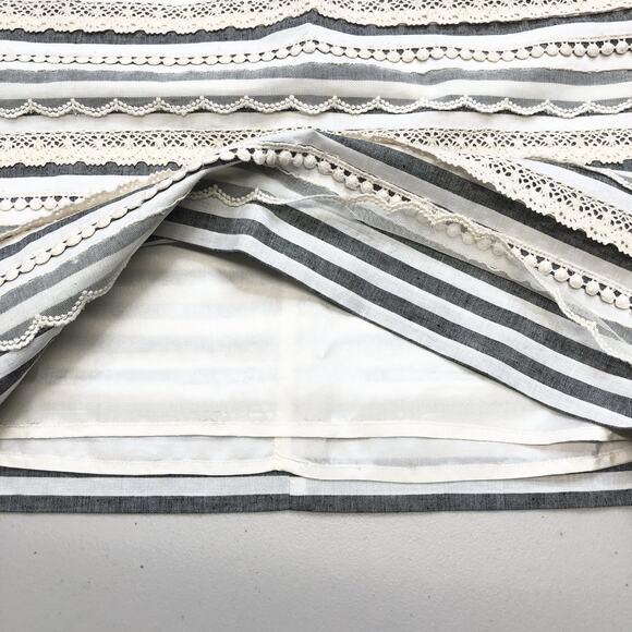 TABITHA Anthropologie Womens Skirt Lace Stripe Lined Pockets Size 4 Linen Blend - Picture 6 of 7